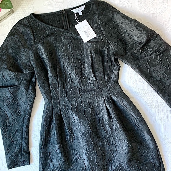NWT & Other Stories Textured Puff Sleeve Black Dress sz 0 XS - Picture 6 of 15
